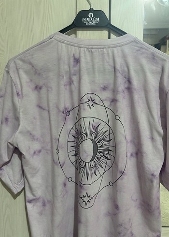 Mor Desenli Oversize Tişört - Görsel 4