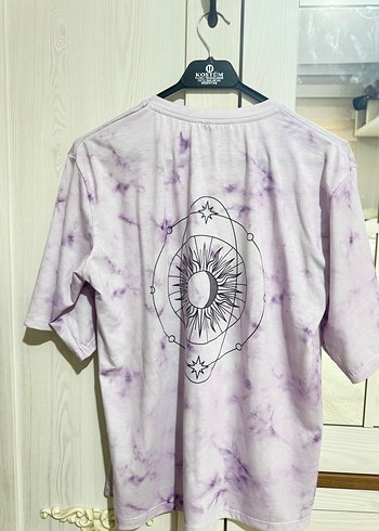 Mor Desenli Oversize Tişört - Görsel 3