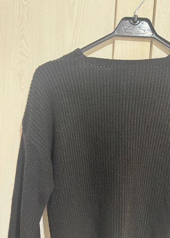 Düğmeli Siyah Triko Kadın Hırka - Görsel 4