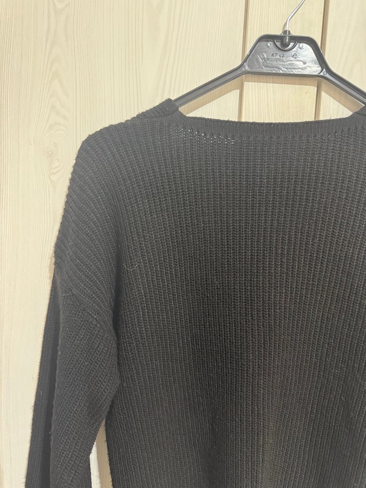 Düğmeli Siyah Triko Kadın Hırka - Görsel 4