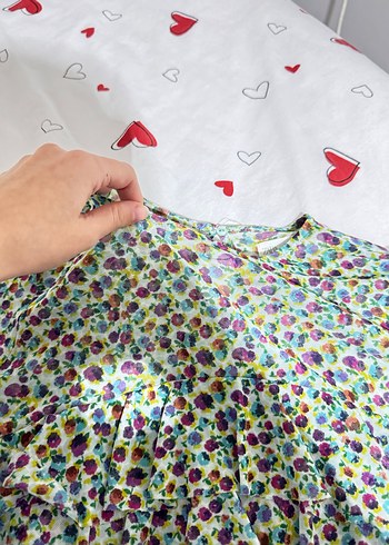 Renkli çiçek Desenli Uzun Kollu çocuk bluzu - Görsel 3