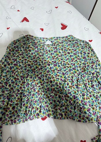 Renkli çiçek Desenli Uzun Kollu çocuk bluzu - Görsel 5