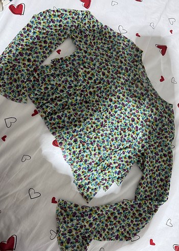 Renkli çiçek Desenli Uzun Kollu çocuk bluzu - Görsel 2