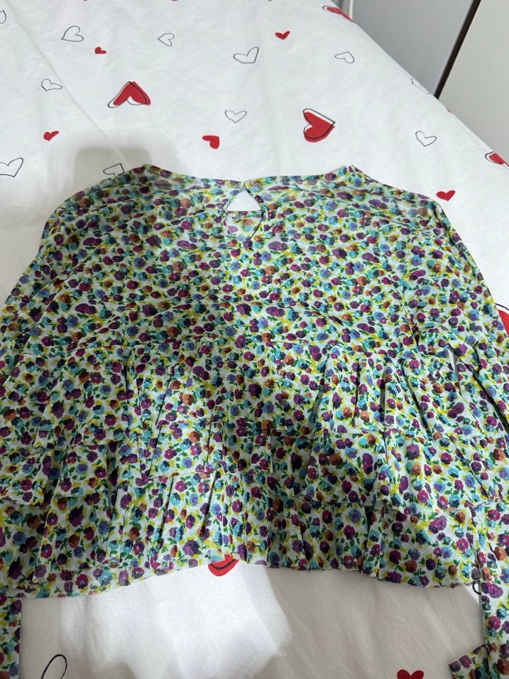 Renkli çiçek Desenli Uzun Kollu çocuk bluzu - Görsel 5