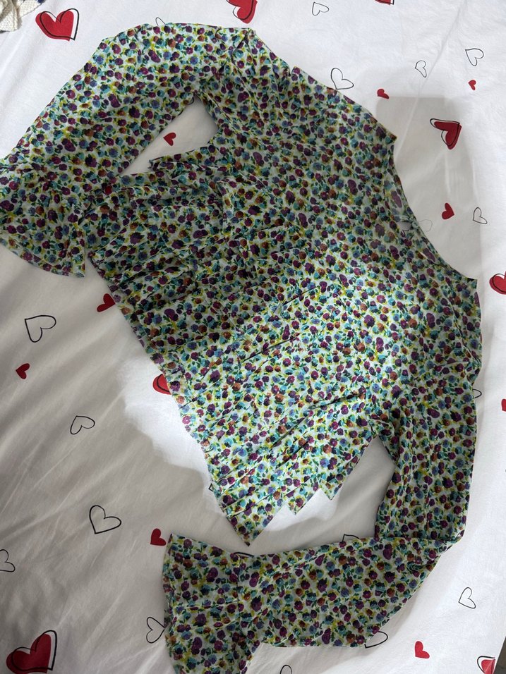 Renkli çiçek Desenli Uzun Kollu çocuk bluzu - Görsel 2