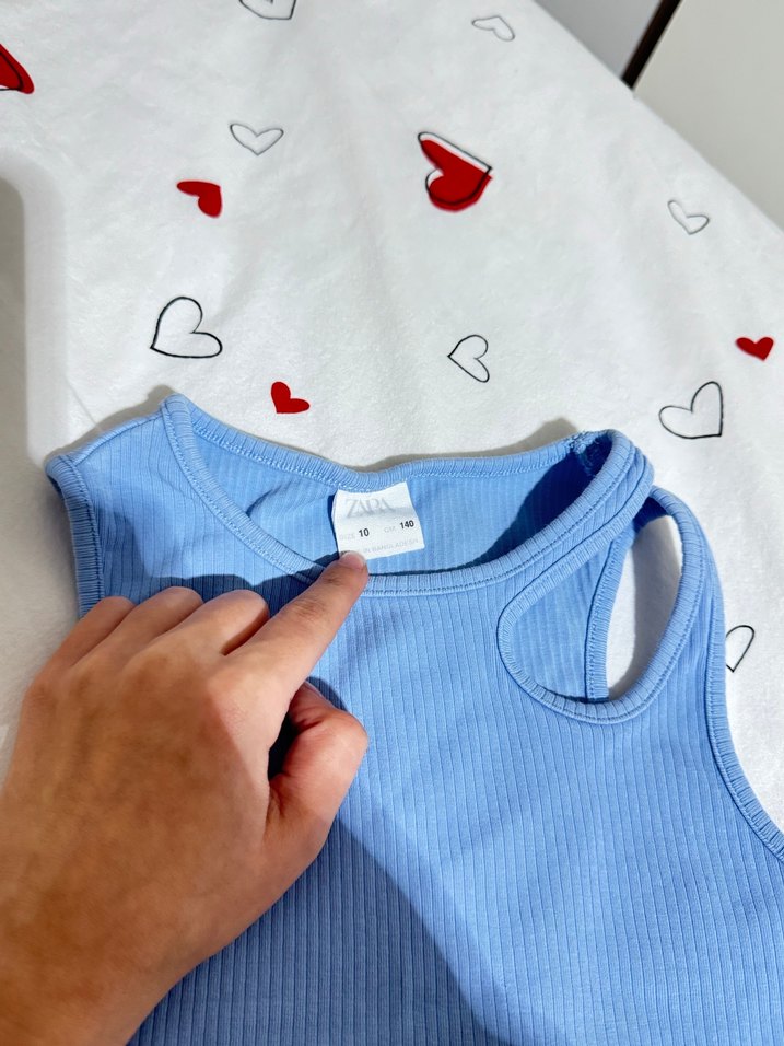 Mavi Kız Çocuk Kolsuz Basic Tişört - Görsel 3