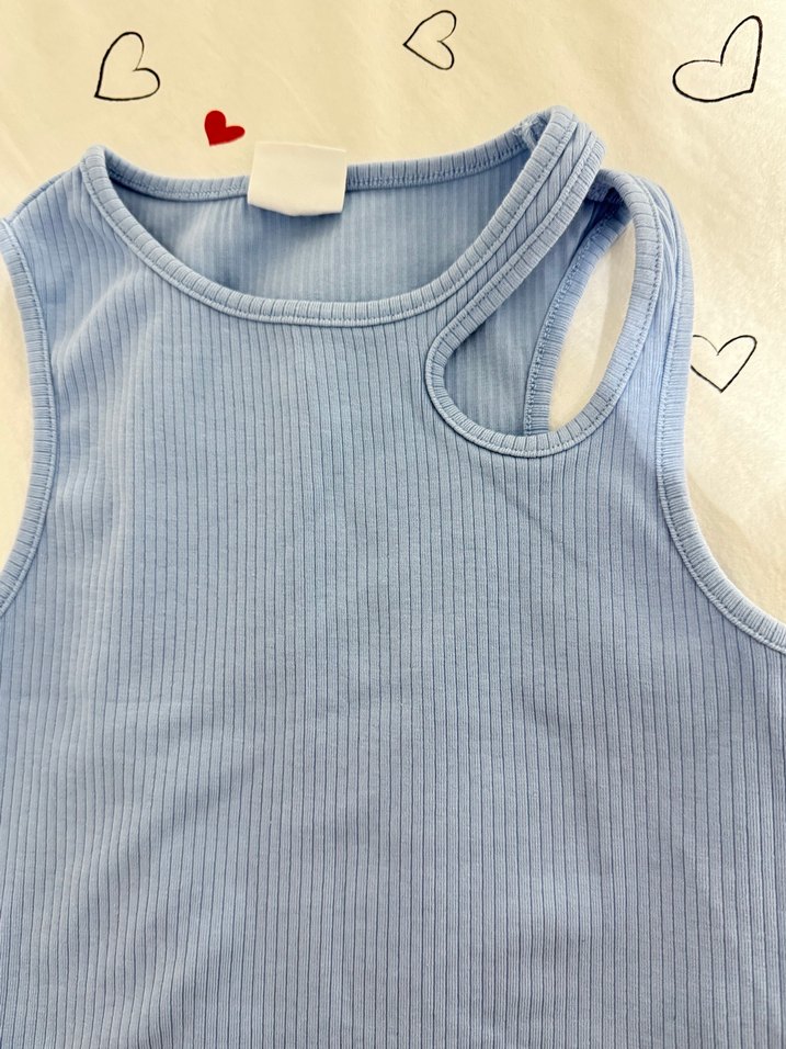 Mavi Kız Çocuk Kolsuz Basic Tişört - Görsel 2