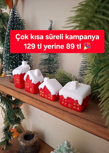 4 lü minik karlı yılbaşı evleri