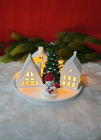 Yılbaşı temalı tealight mumluk ev seti