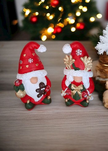  Beden Kırmızı Noel Temalı cüce Figürin Seti gnome