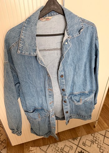 Düğmeli Midi Mavi Denim Ceket - Görsel 2