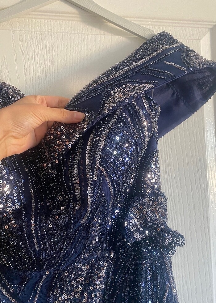 Taş ve payet işlemeli abiye - Görsel 2