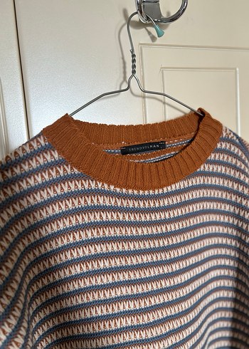 Kadın Kahverengi Çizgili Örgü Kazak - Görsel 2