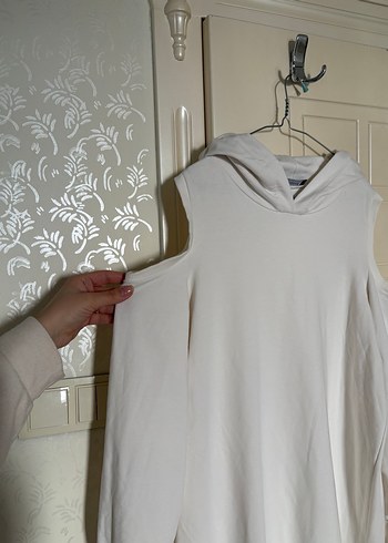 Gri Uzun Kollu Kapüşonlu Kadın Elbise - Görsel 3