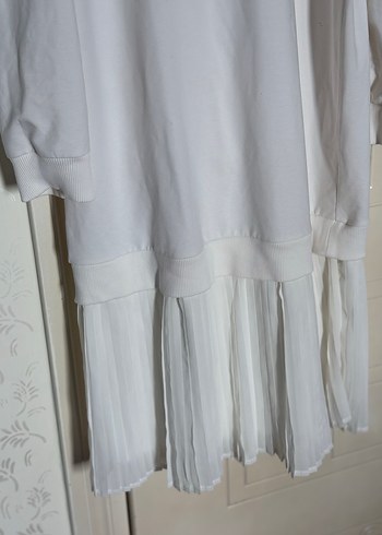 Gri Uzun Kollu Kapüşonlu Kadın Elbise - Görsel 2