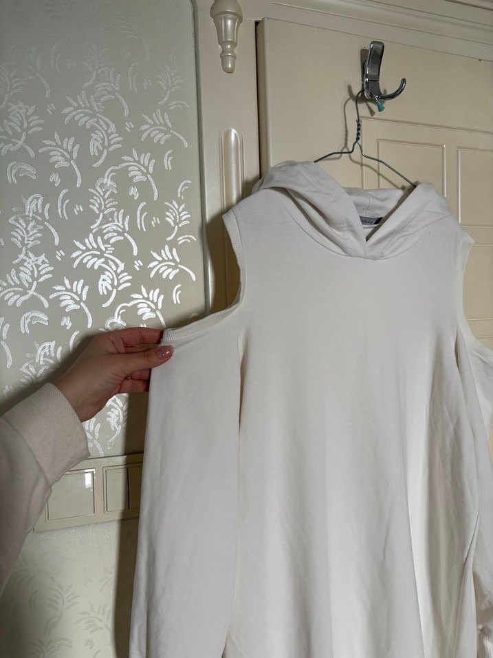 Gri Uzun Kollu Kapüşonlu Kadın Elbise - Görsel 3