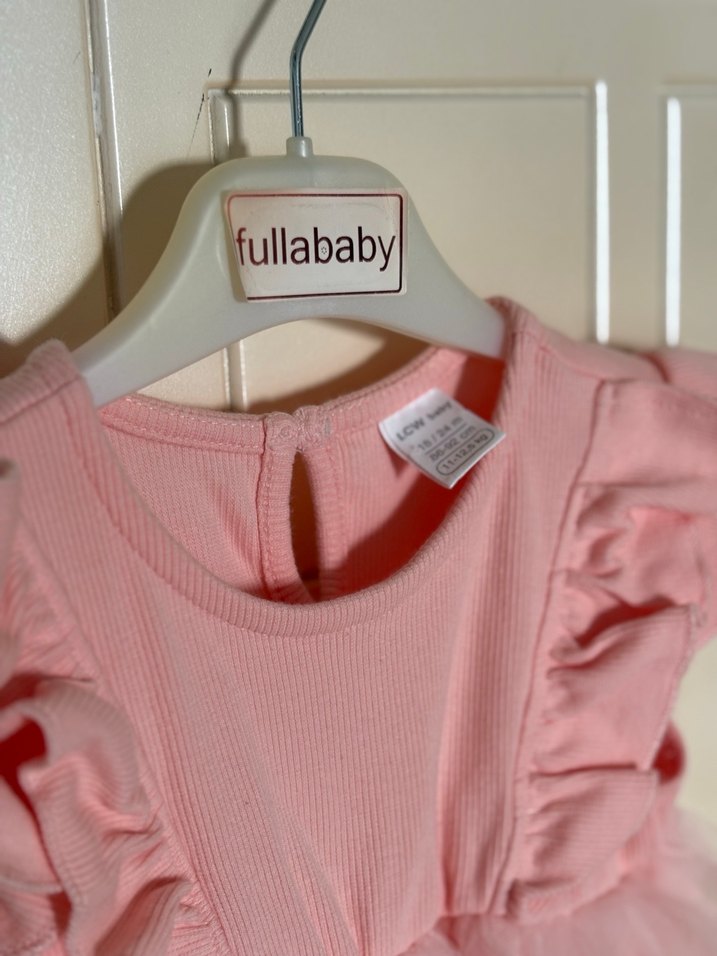 Pembe Kız Çocuk Fırfırlı Elbise - Görsel 4