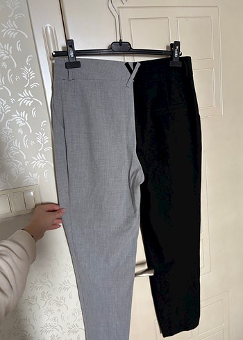 Gri Kemerli Midi Kadın Kumaş Pantolon - Görsel 5