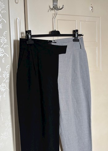 Gri Kemerli Midi Kadın Kumaş Pantolon - Görsel 2