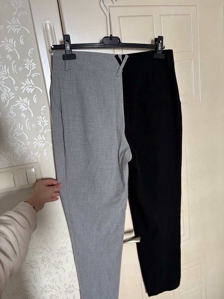 Gri Kemerli Midi Kadın Kumaş Pantolon - Görsel 5