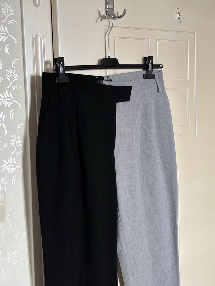 Gri Kemerli Midi Kadın Kumaş Pantolon - Görsel 2