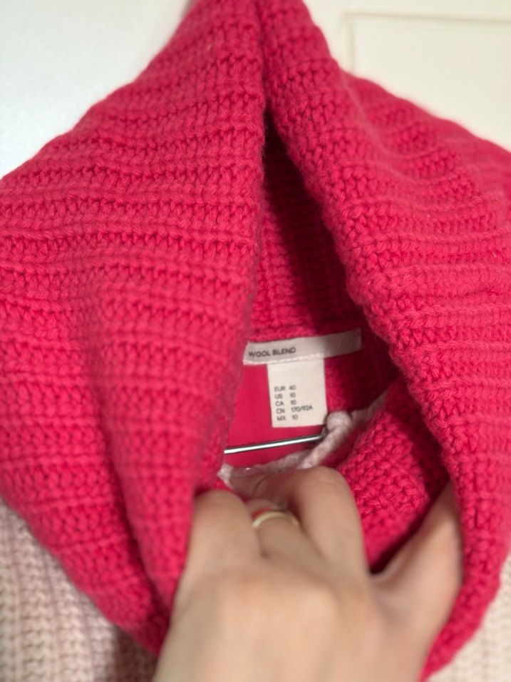 Boğazlı Renk Bloklu Örgü Kadın Kazak - Görsel 3