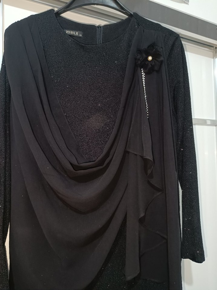 Siyah Uzun Kollu Dökümlü abiye - Görsel 5