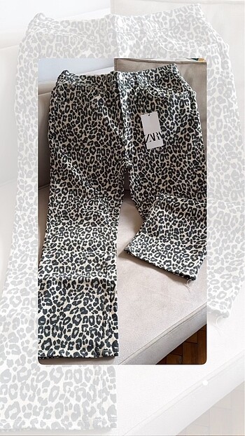 Zara Leopar Desenli Yüksek Bel Jean Kot Pantolon