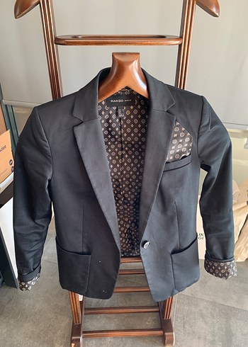 Düğmeli Siyah Notch Yaka Tuxedo Ceket