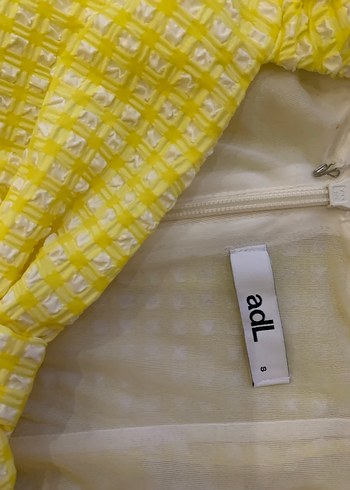 Sarı Kareli Midi Elbise - Görsel 2