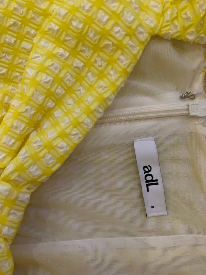 Sarı Kareli Midi Elbise - Görsel 2