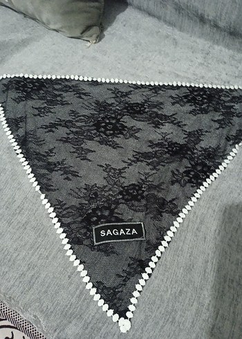 Beden Gri Dantelli Kadın Fular SAGAZA