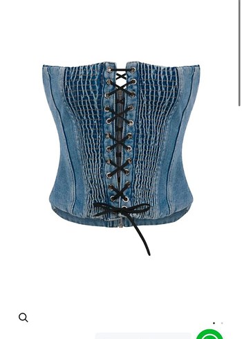 Mavi Nakışlı Strappy Denim Büstiyer - Görsel 2