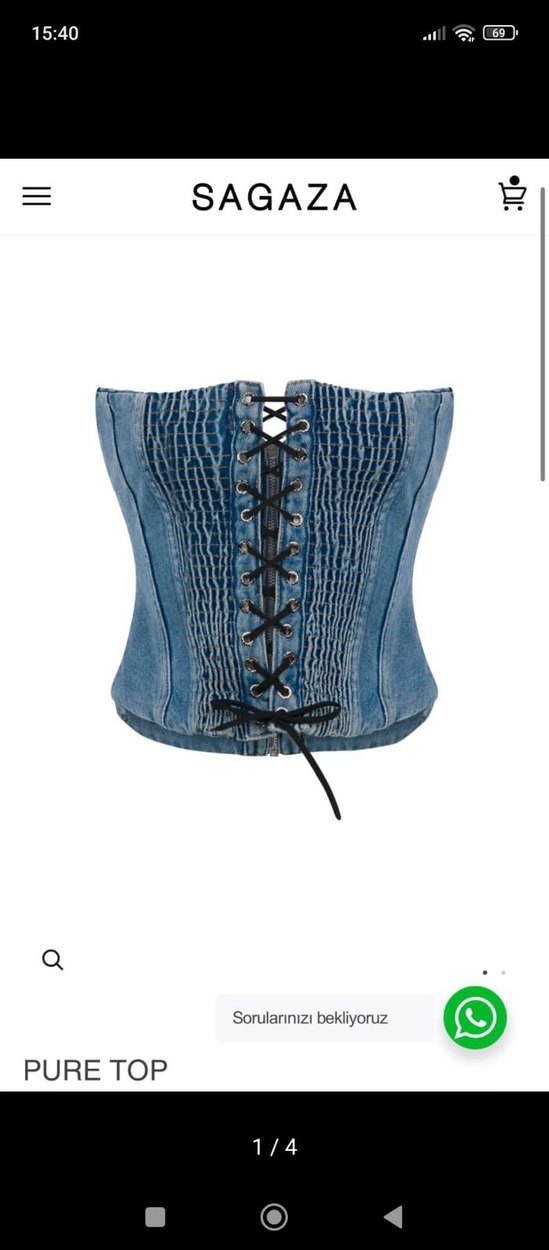 Mavi Nakışlı Strappy Denim Büstiyer - Görsel 2