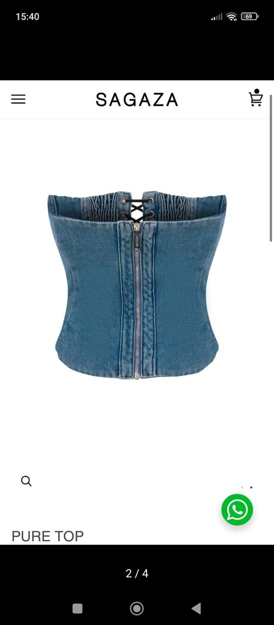 Mavi Nakışlı Strappy Denim Büstiyer - Görsel 4