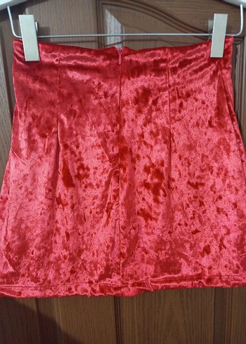 Kırmızı Drapeli Mini Kadın Etek - Görsel 2