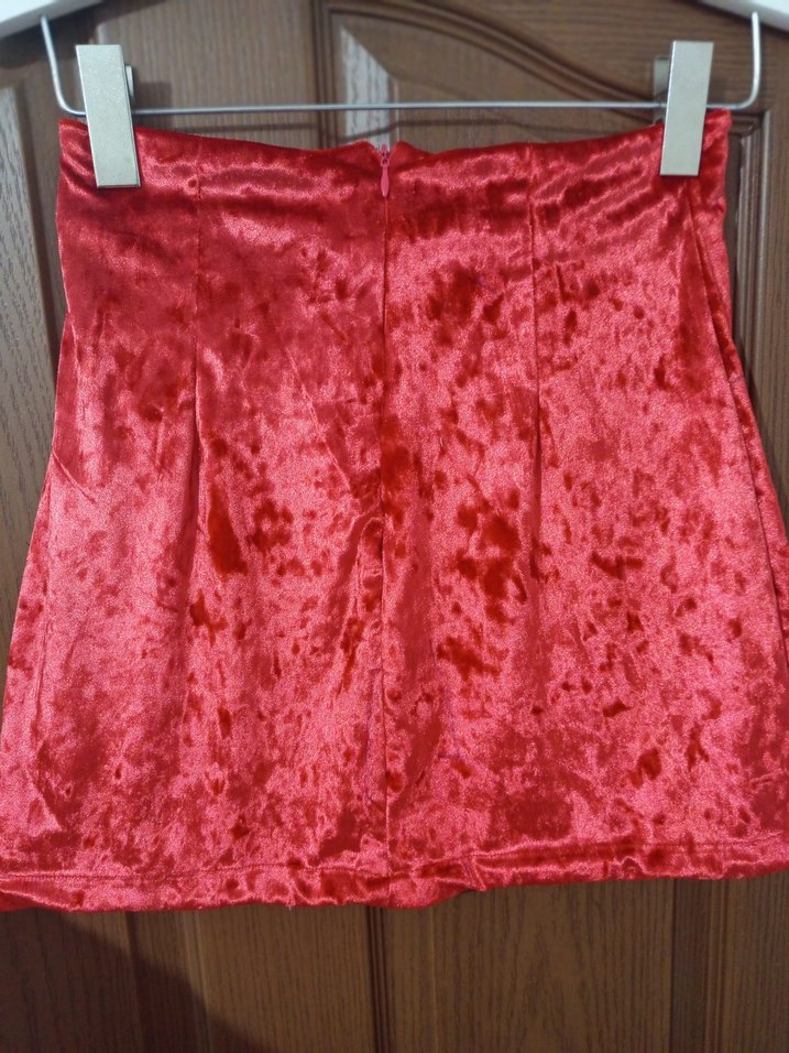 Kırmızı Drapeli Mini Kadın Etek - Görsel 2