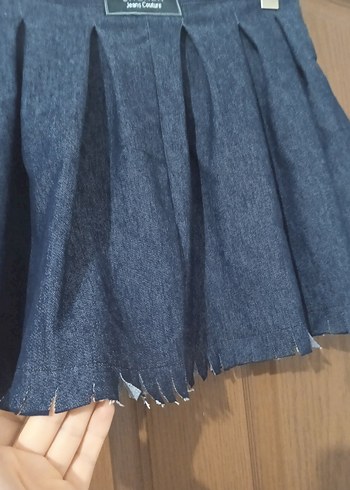 Kadın Lacivert Pilili Midi Denim Etek - Görsel 3