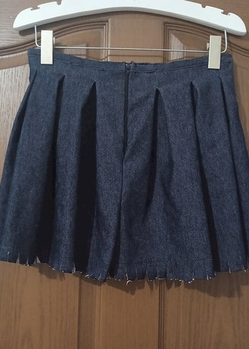 Kadın Lacivert Pilili Midi Denim Etek - Görsel 2