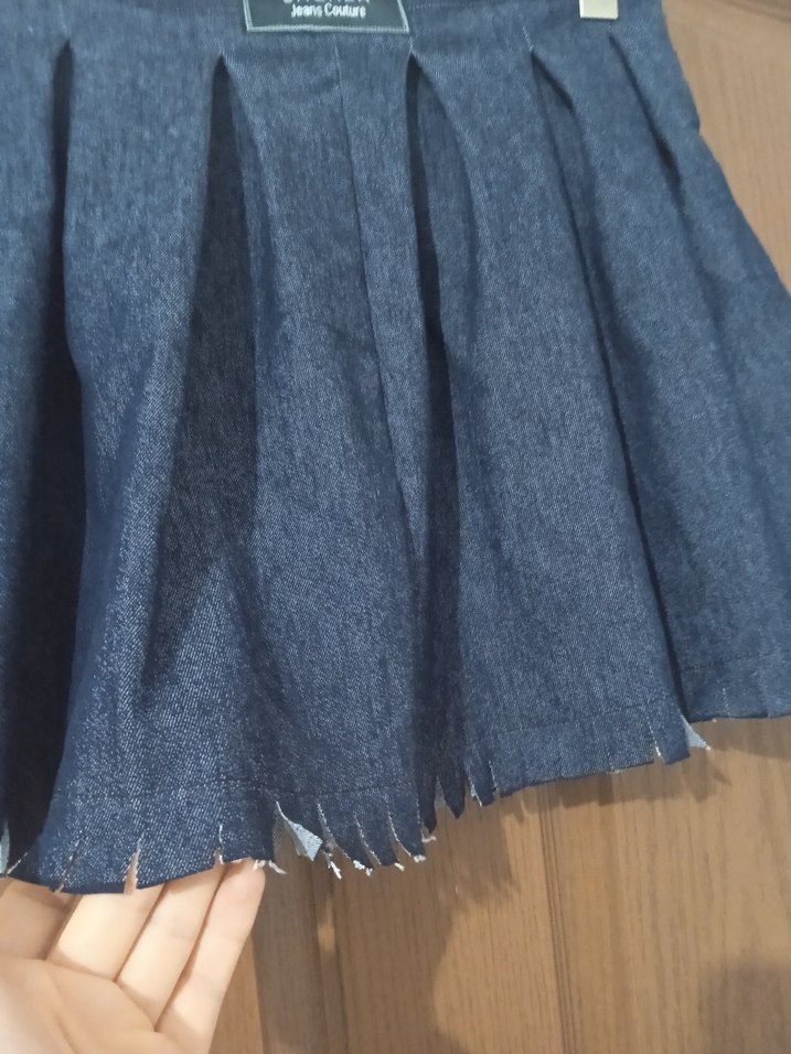 Kadın Lacivert Pilili Midi Denim Etek - Görsel 3