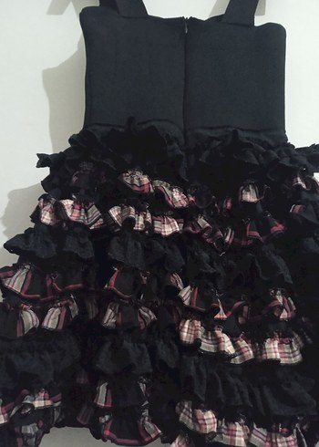 Siyah Fırfırlı Gotik Elbise - Görsel 3