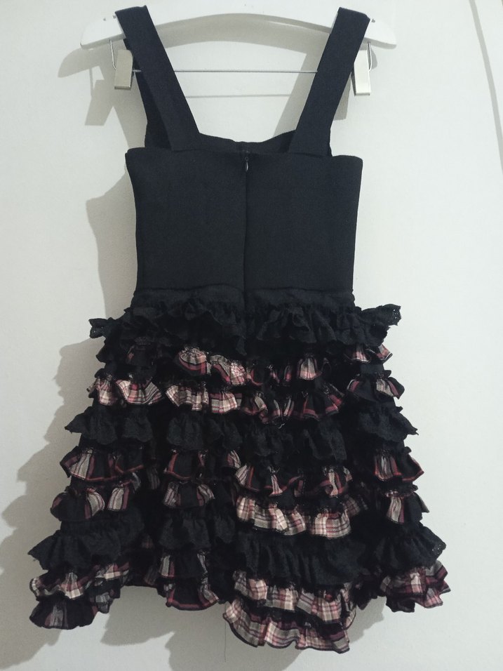 Siyah Fırfırlı Gotik Elbise - Görsel 2