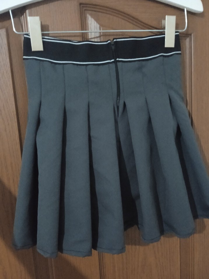 Gri Pilili Midi Kadın Etek - Görsel 2