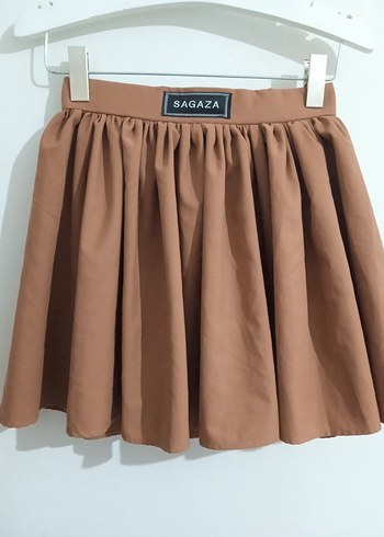 Bej Pileli Mini Etek - Görsel 3