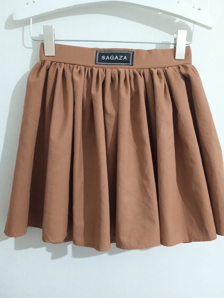 Bej Pileli Mini Etek - Görsel 3