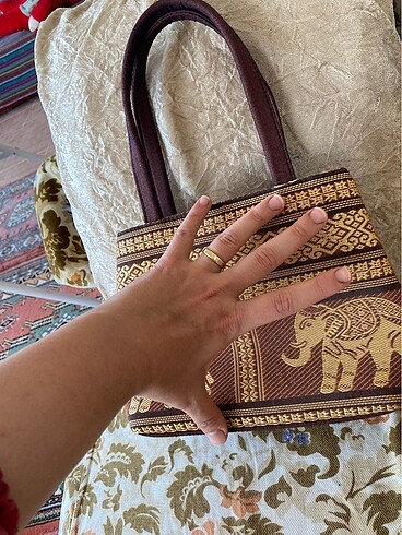  Beden camel Renk Etnik çanta fil desen