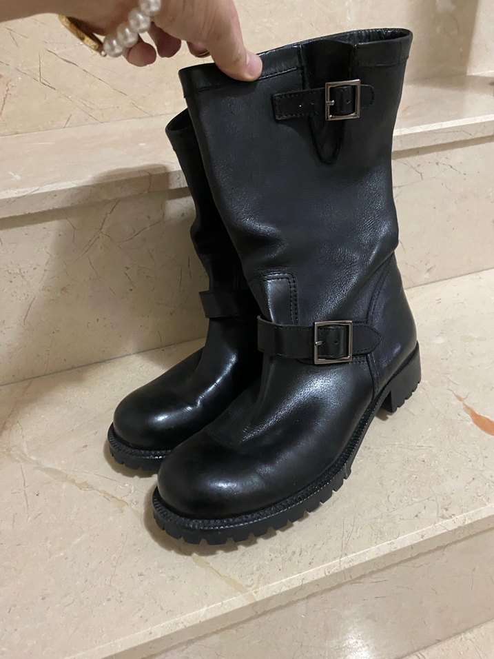 Siyah Deri Tokalı Biker Bot - Görsel 5