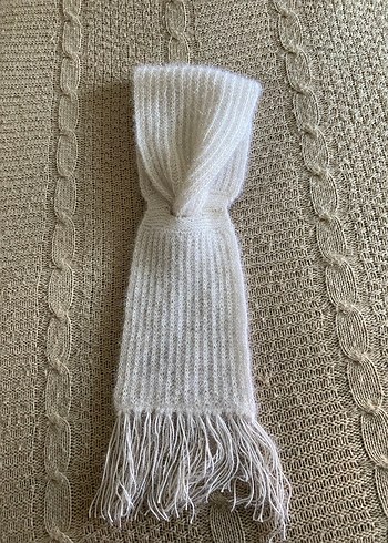 Beyaz el Örgü Kadın atkı Şal - Görsel 2