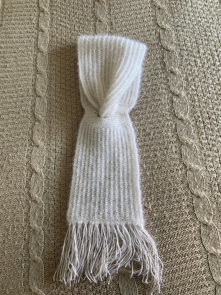 Beyaz el Örgü Kadın atkı Şal - Görsel 2