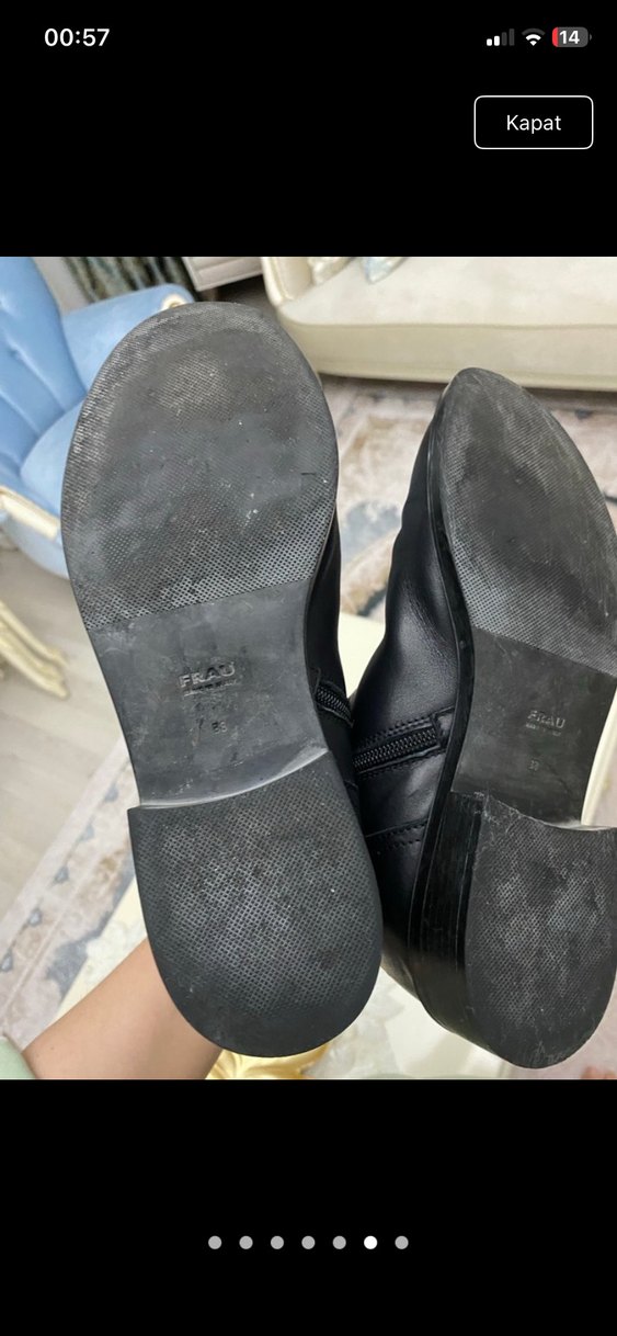 Siyah Deri Perçinli Rock Punk Bot - Görsel 2